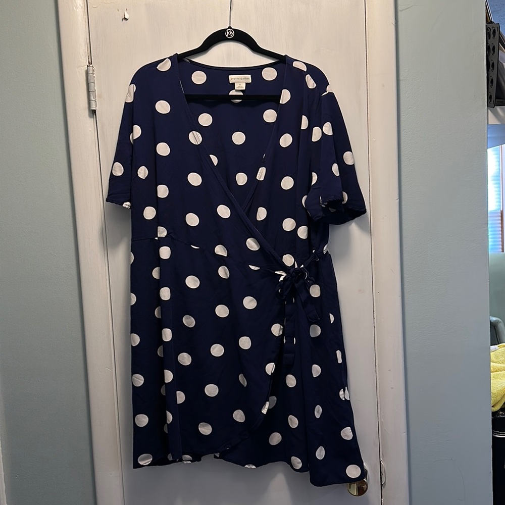 Peyton & Parker Navy with White Polka Dots Wrap Style Dress